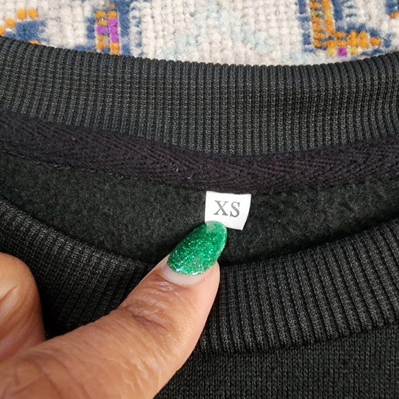 SHEIN Women's Black & Neon Bear Graphic LOVE Sweatshirt Pullover Top Shirt XS - Picture 2 of 16